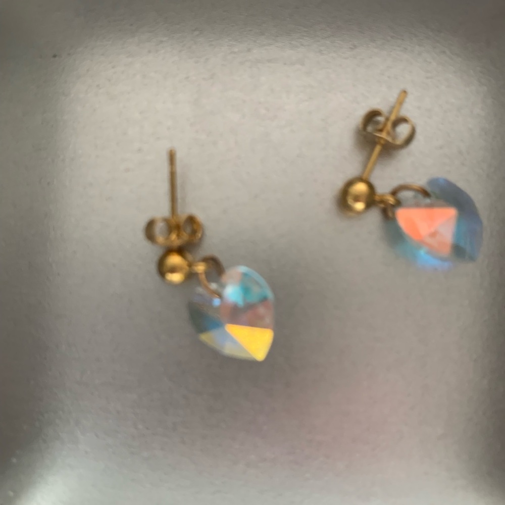 Atelier Swarovski Heart Earrings with Gold and Multicolor Crystals